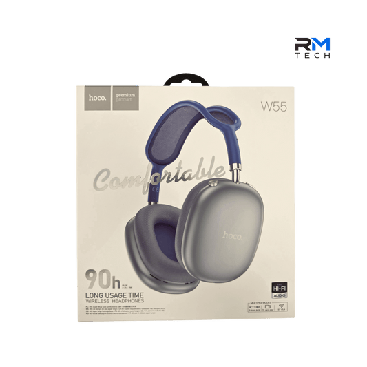 HOCO W55 Wireless Bluetooth Headphones – 90 Hours Playtime | Silver