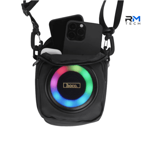 HOCO HC41 Coluna Bluetooth Portátil com Bolsa de Ombro, 8W e Armazenamento de 1,5L em Preto – RM TECH