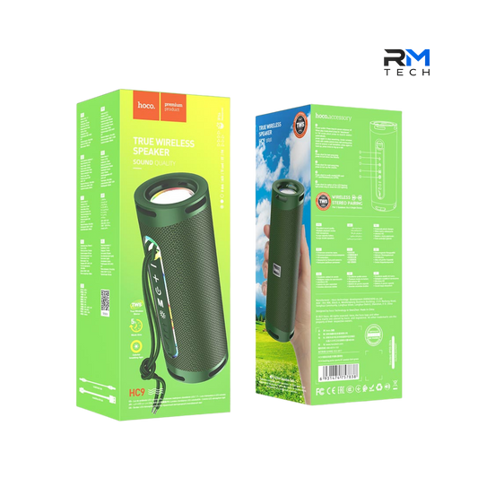 HOCO HC9 Coluna Bluetooth Portátil 10W com Luzes RGB LED Verde – RM TECH