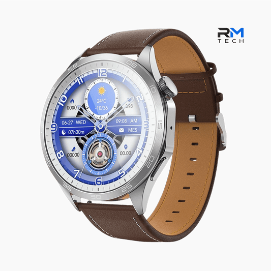 HOCO Y21 Smartwatch Bluetooth com Ecrã AMOLED e Pulseira em Couro – RM TECH