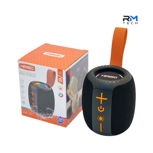 Kimiso KMS-335 Coluna Bluetooth Portátil 8W com Luzes RGB LED e Resistência IPX5 Preto – RM TECH