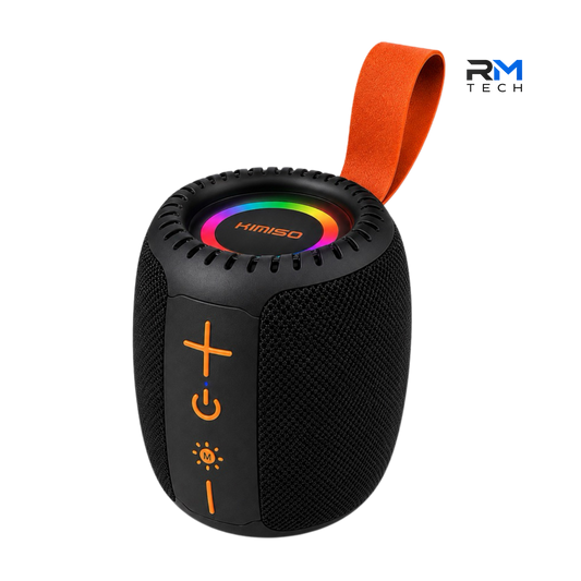 Kimiso KMS-335 Coluna Bluetooth Portátil 8W com Luzes RGB LED e Resistência IPX5 em Preto – RM TECH