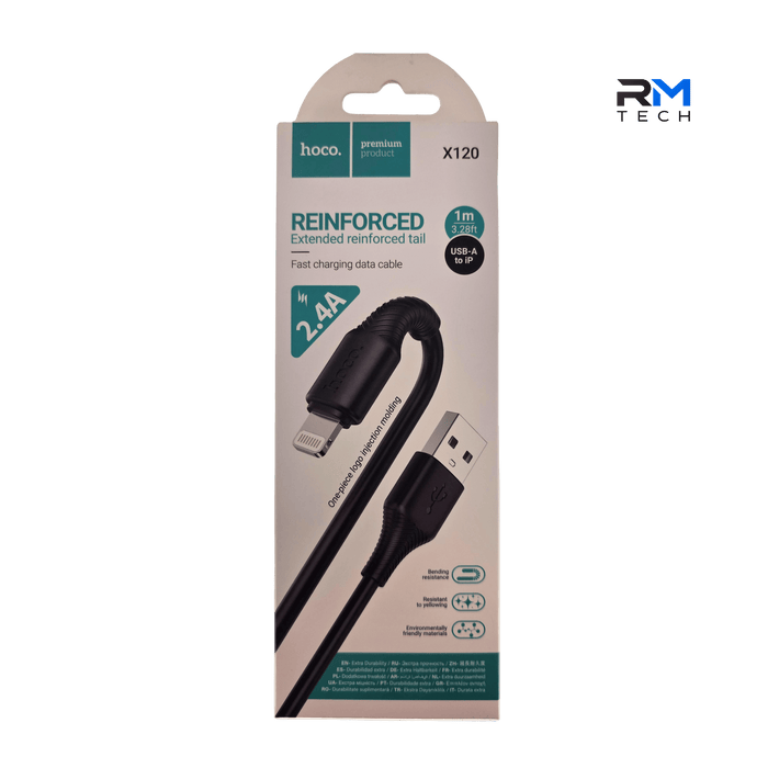 HOCO X120 USB-A to Lightning Fast Charging Cable 1M – 2.4A Reinforced Data Cable for iPhone & iPad