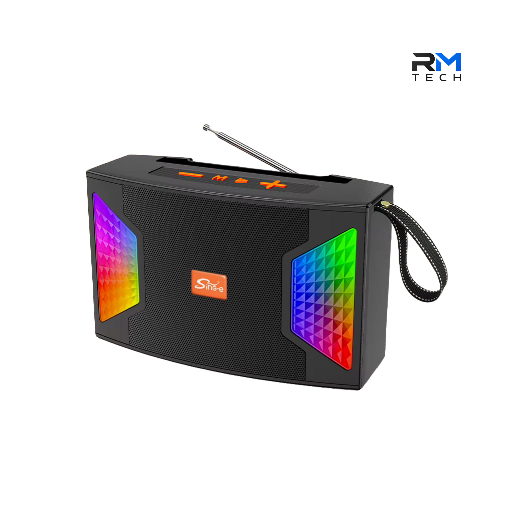 SING-E ZQS-826 Portable Bluetooth Wireless Speaker with RGB LED Lights & FM Radio – Black