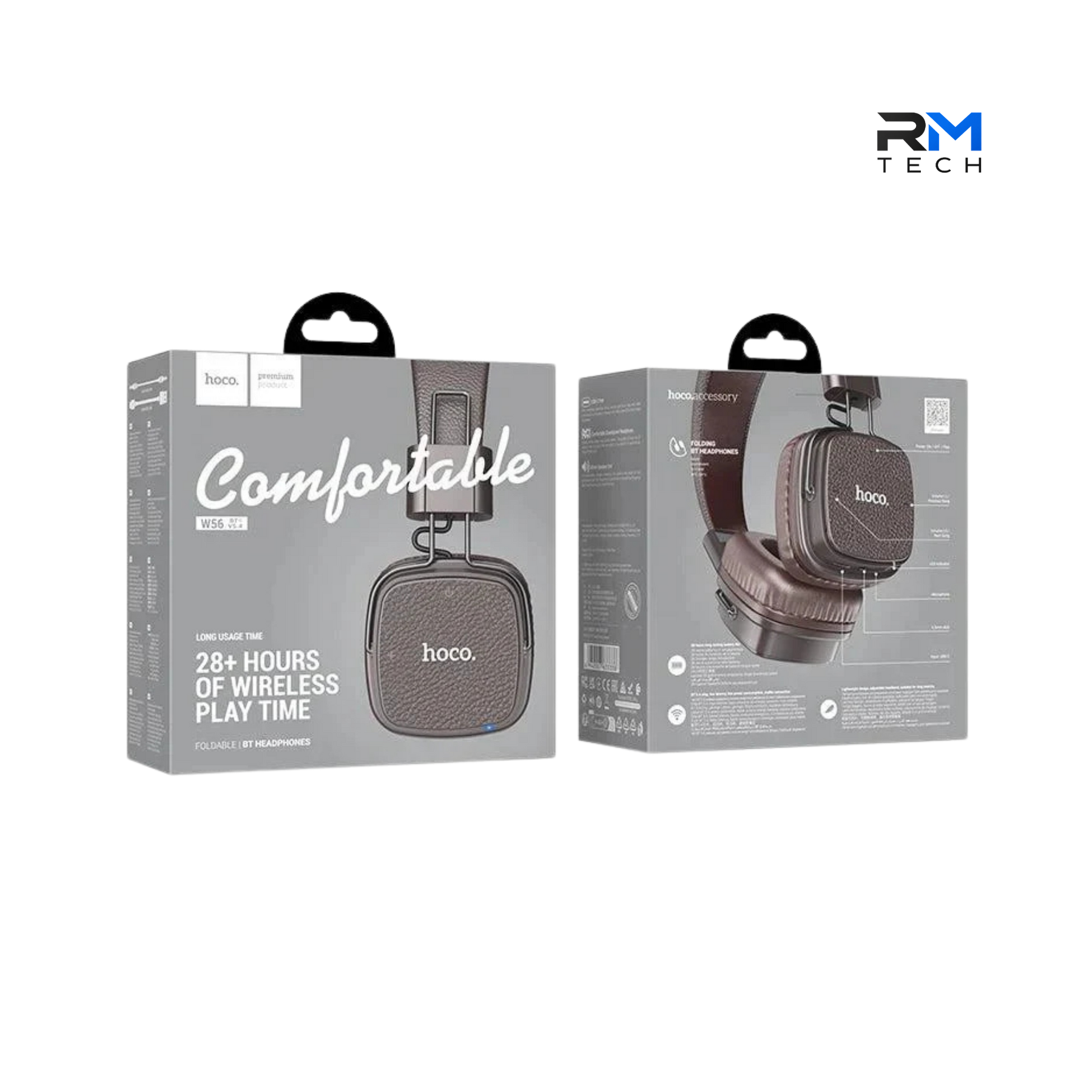HOCO W56 Wireless Bluetooth Foldable Headphones – Bluetooth 5.3 – 28+ Hours Playtime – Black
