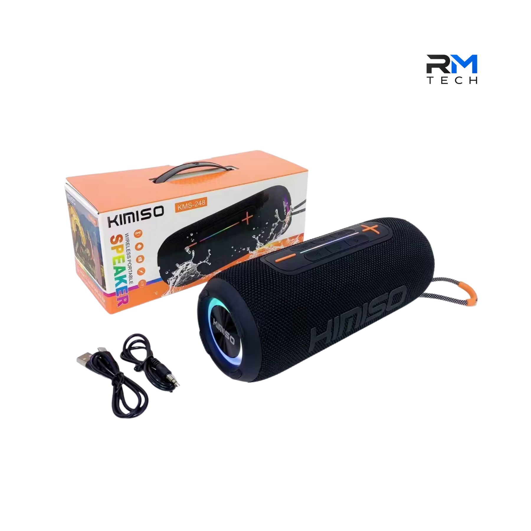 Kimiso KMS-248 Portable Bluetooth Speaker 16W with RGB LED Lights – Black