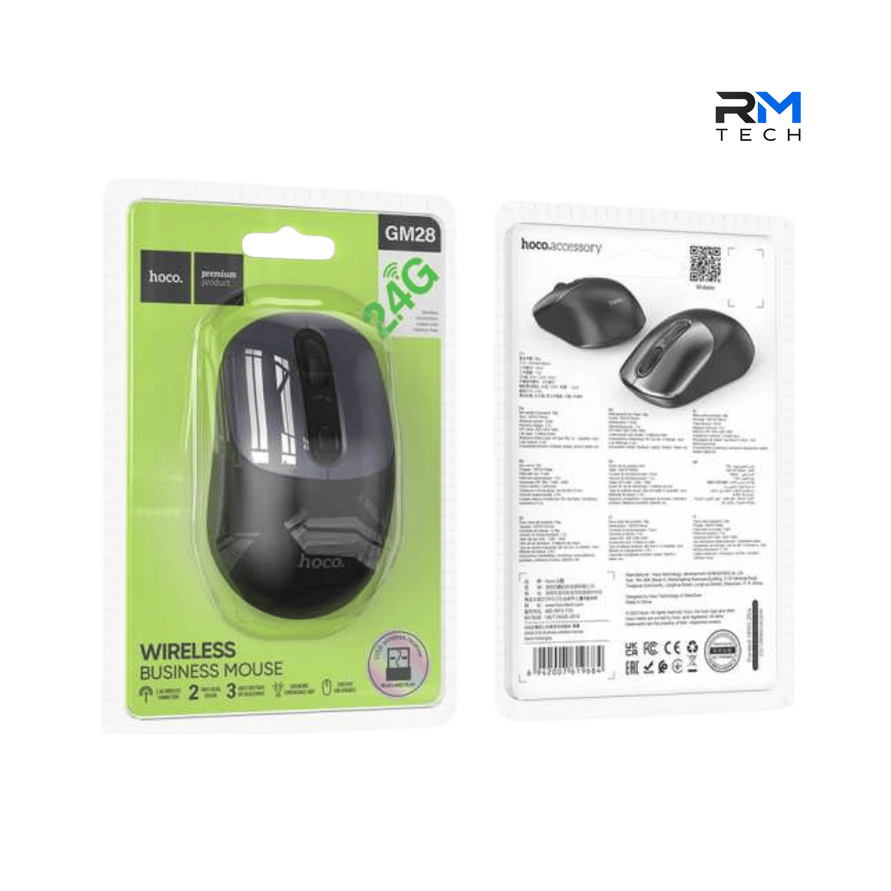 HOCO GM28 2.4G Wireless Business Mouse – Silent Optical Mouse with USB Receiver – Black