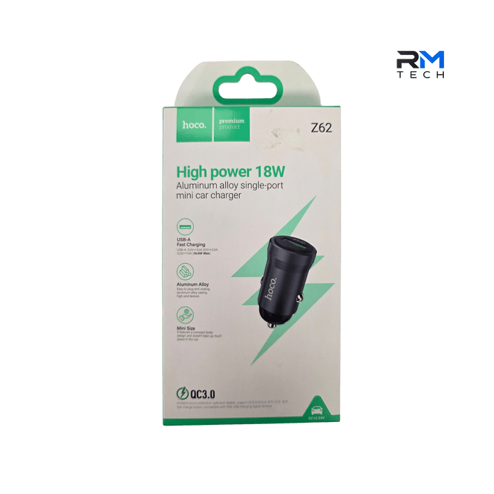 HOCO Z62 18W QC3.0 Mini USB Car Charger – Aluminium Alloy Fast Charger