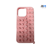 Cute Pink Bubble Grip Silicone Case for iPhone 16 Pro Max – Shockproof Protective Cover