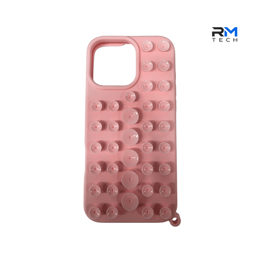Cute Pink Bubble Grip Silicone Case for iPhone 16 Pro Max – Shockproof Protective Cover