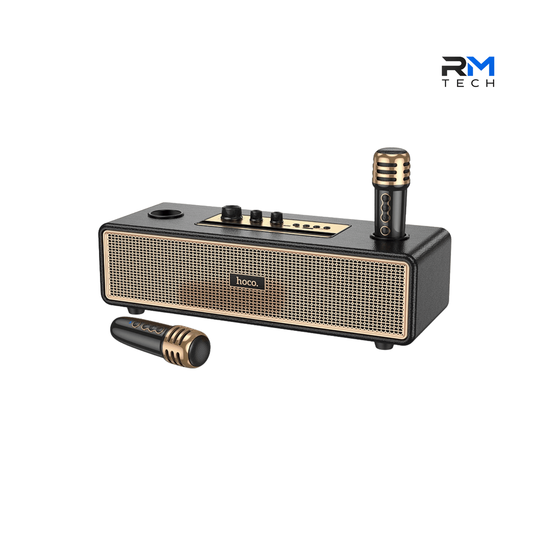 HOCO BS63 Graceful Portable Bluetooth Karaoke Speaker with Dual Wireless Microphones – Black & Gold