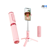 Andowl Bluetooth Selfie Stick & Tripod with Wireless Remote – Extendable – Pink