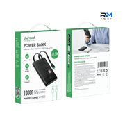 Charmast W1202 10000mAh Power Bank – 22.5W Fast Charging with Built-in USB-C & Lightning Cables – Black