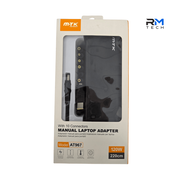 MTK AT967 120W Universal Manual Laptop Charger Adapter with 10 Connectors
