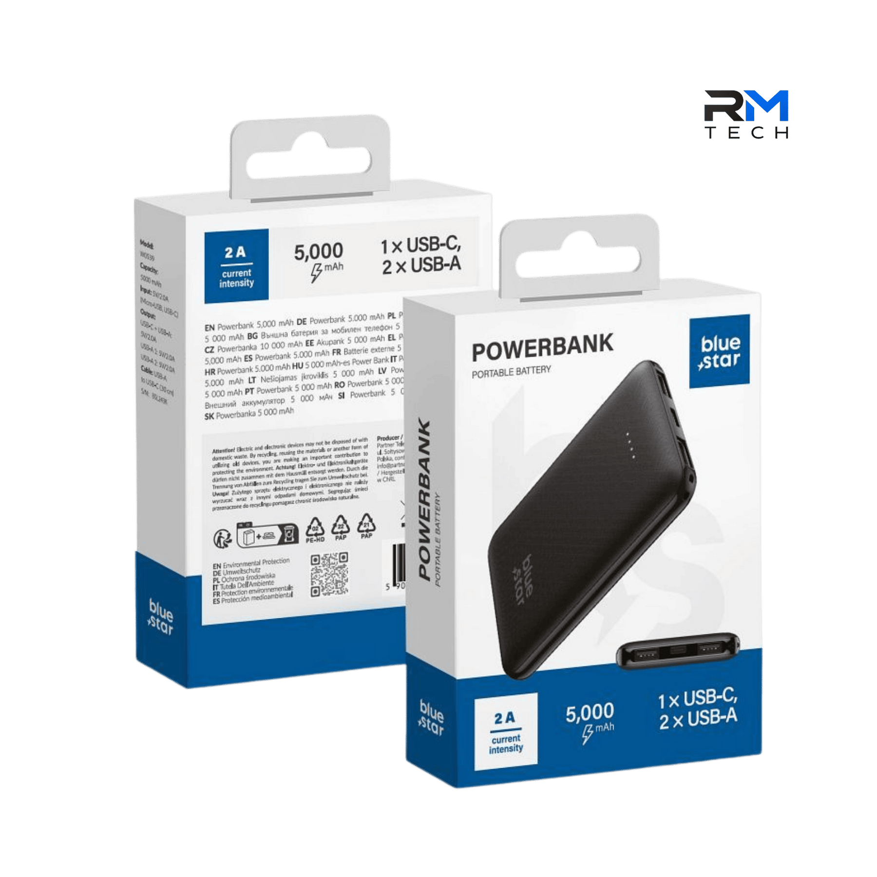 Blue Star Power Bank 5000mAh Portable Charger – Black