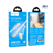 HOCO U134 2-in-1 USB-C to USB-C & Lightning Fast Charging Cable – 60W PD / 27W, 1.2M – White