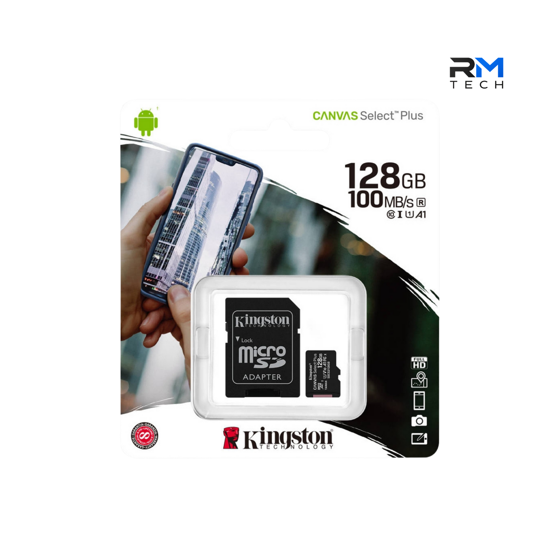 Kingston Canvas Select Plus 128GB microSDXC Memory Card with SD Adapter – UHS-I U1 A1 – 100MB/s