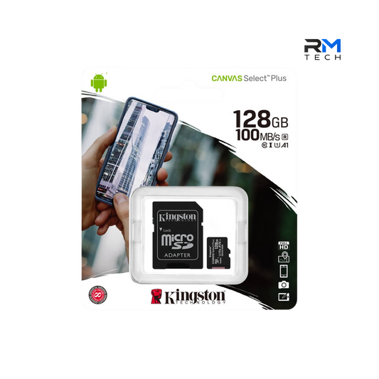 Kingston Canvas Select Plus 128GB microSDXC Memory Card with SD Adapter – UHS-I U1 A1 – 100MB/s