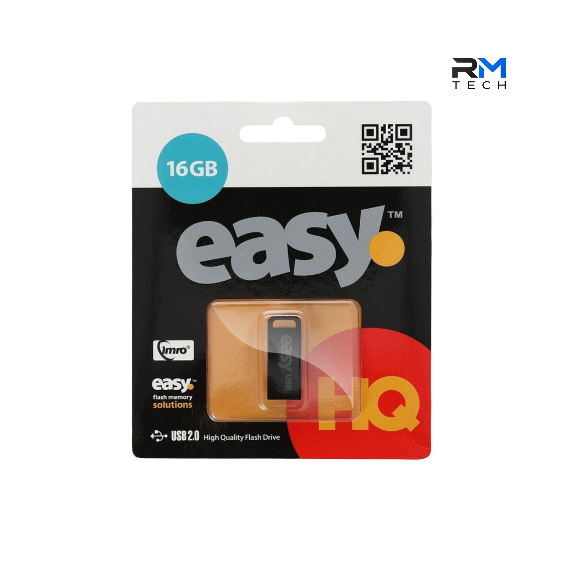 Easy by Imro 16GB USB 2.0 Flash Drive – High-Quality USB Memory Stick – Black