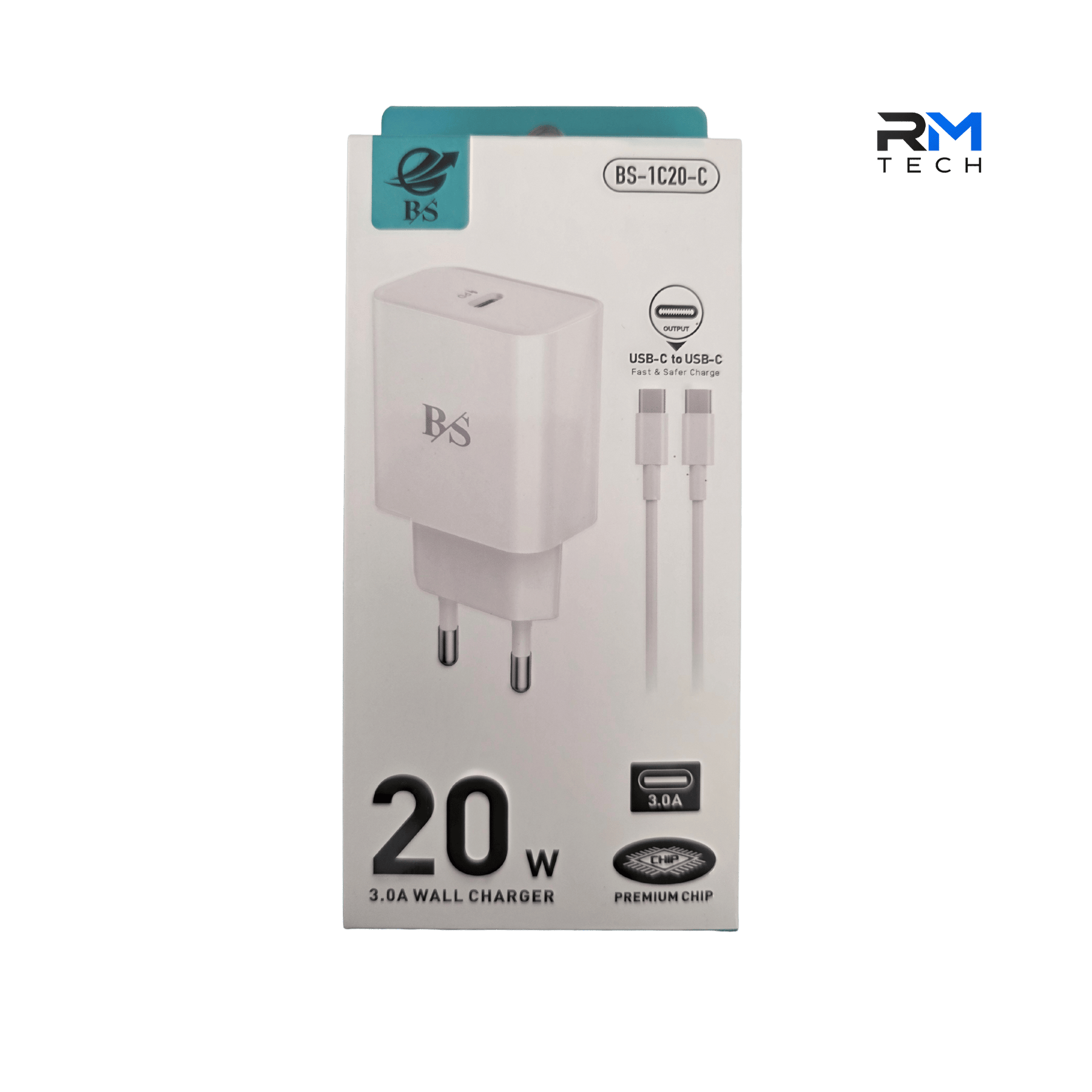 BS 20W USB-C Fast Wall Charger with USB-C to USB-C Cable – BS-1C20-C