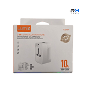 Lumiz CU101 Universal Travel Plug Adapter 3-in-1 | EU, UK & US/AU | 10A 110–250V