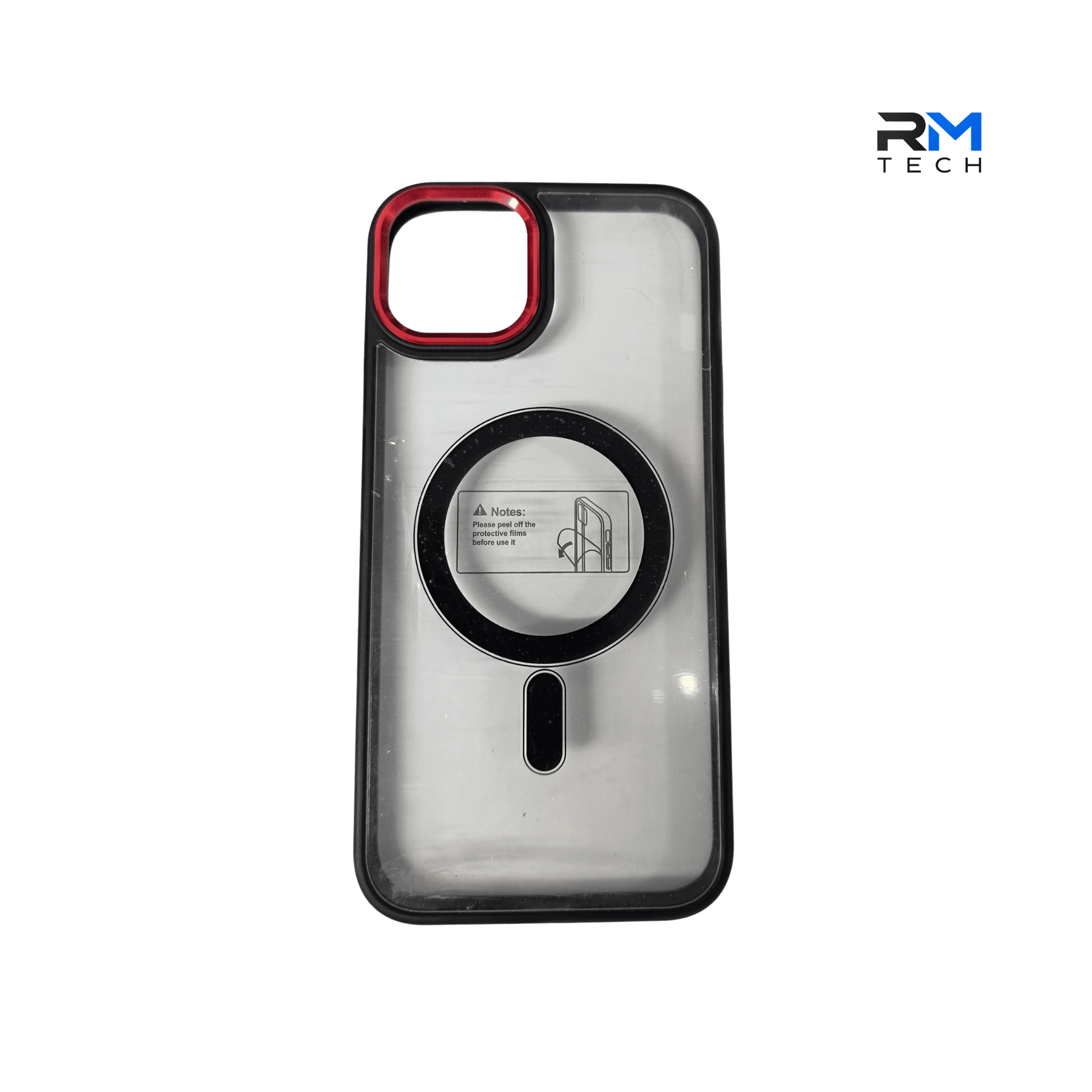 MagSafe Clear Case for iPhone 15 Plus – Shockproof Transparent Magnetic Protective Cover (Black & Red Camera Frame)