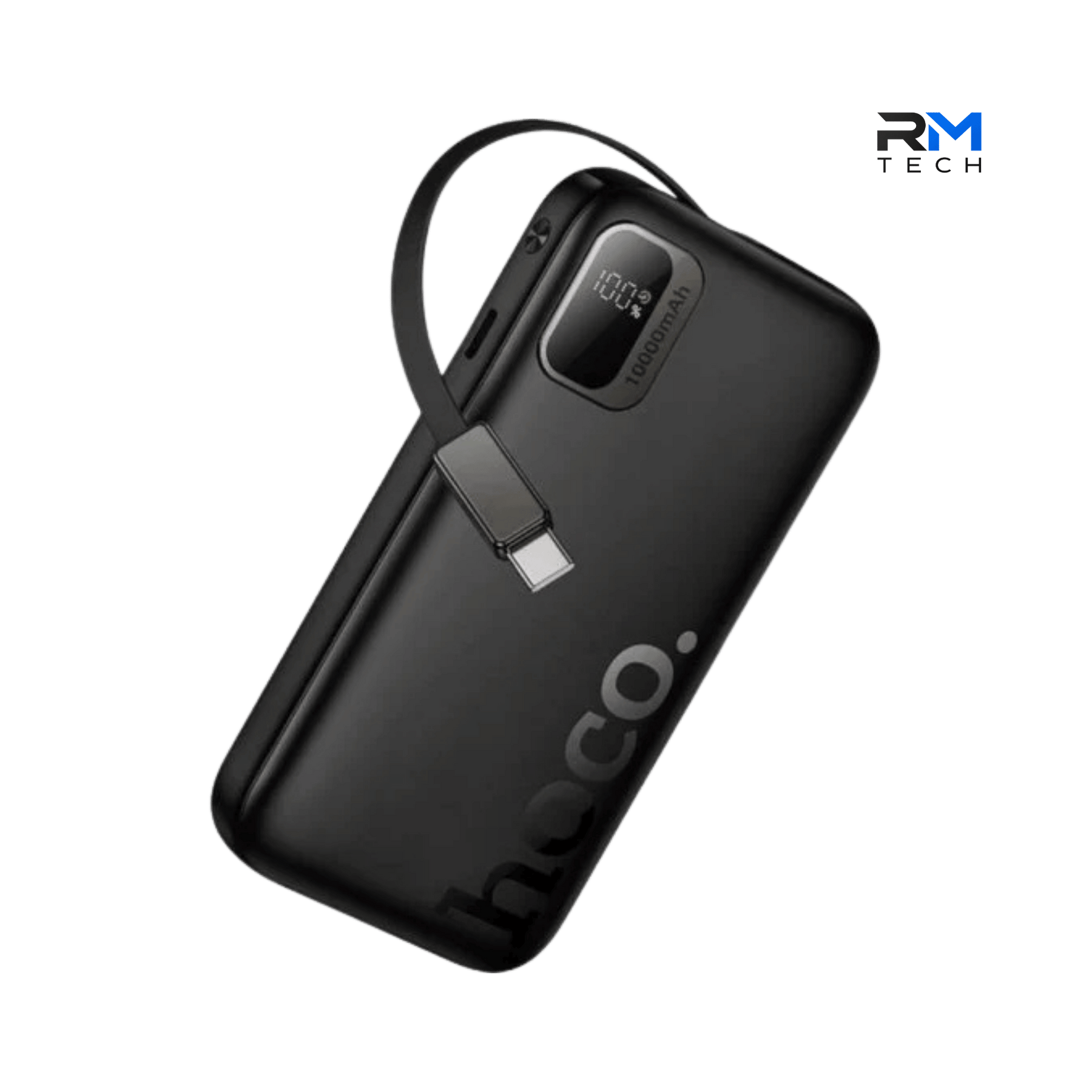 HOCO Q51 Key 10000mAh Power Bank with Built-in USB-C Cable & PD 20W Fast Charging – Black