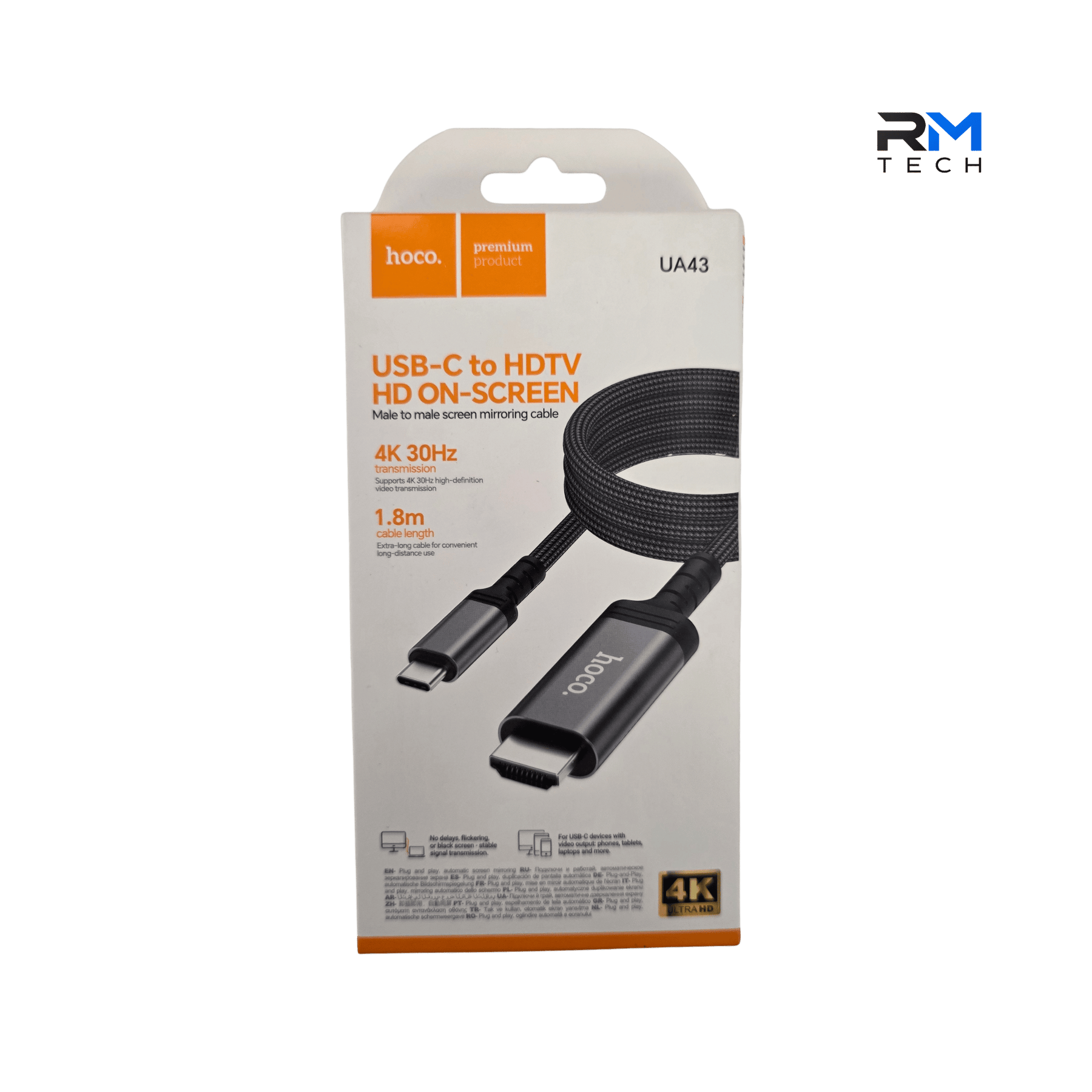 HOCO UA43 USB-C to HDMI 4K Cable 1.8M | USB Type-C to HDTV Screen Mirroring Cable