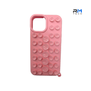 Silicone Suction Grip Case for iPhone 13 & iPhone 14 – Pink Protective Cover