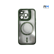 MagSafe Clear Shockproof Case for iPhone 15 Pro – Green Camera Guard & Magnetic Charging Cover