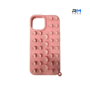 Pink Suction Cup Silicone Case for iPhone 15 Pro – Bubble Grip Shockproof Cover