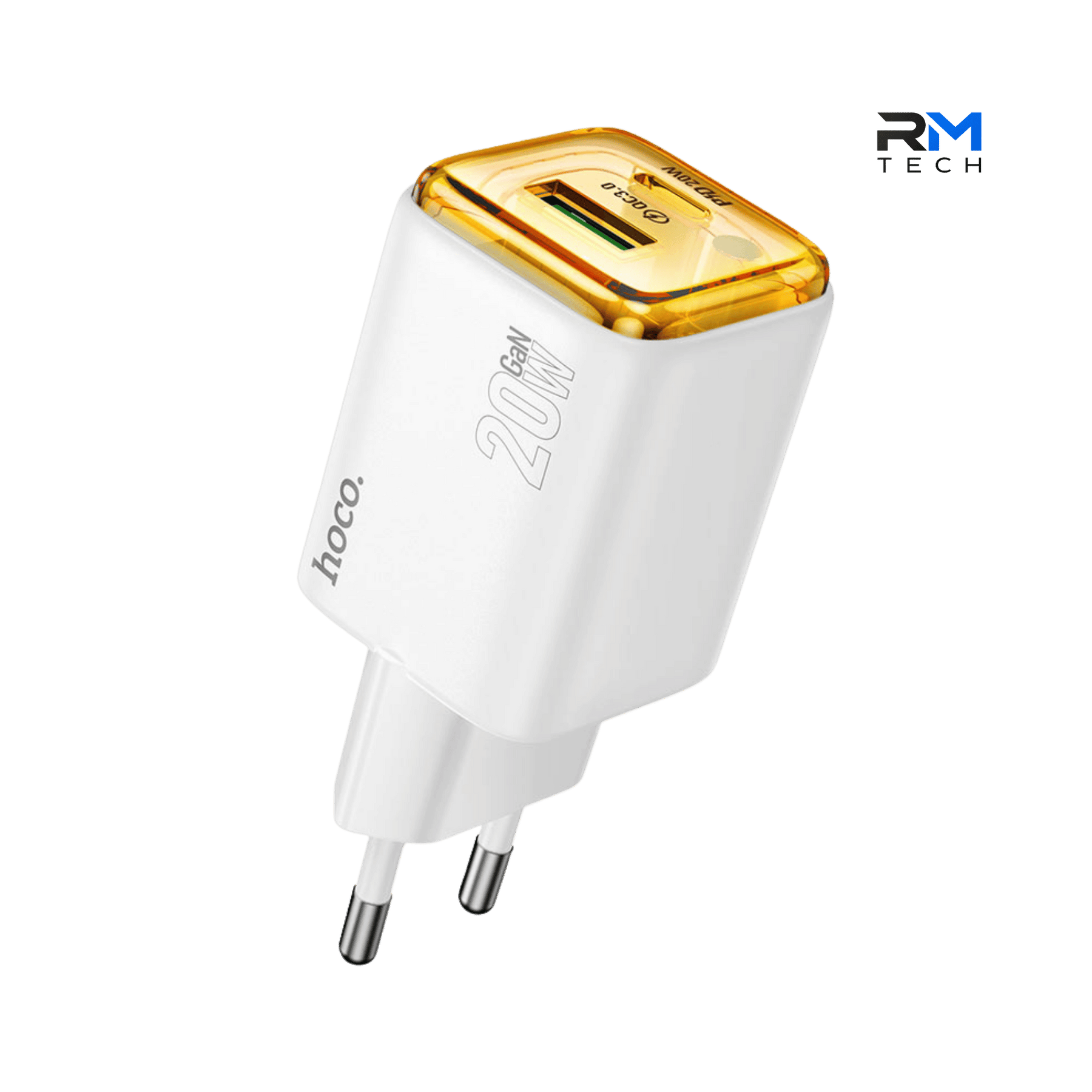HOCO N52 PD20W + QC3.0 Fast Wall Charger – 20W USB-C & 18W USB-A Dual Port EU Plug – White