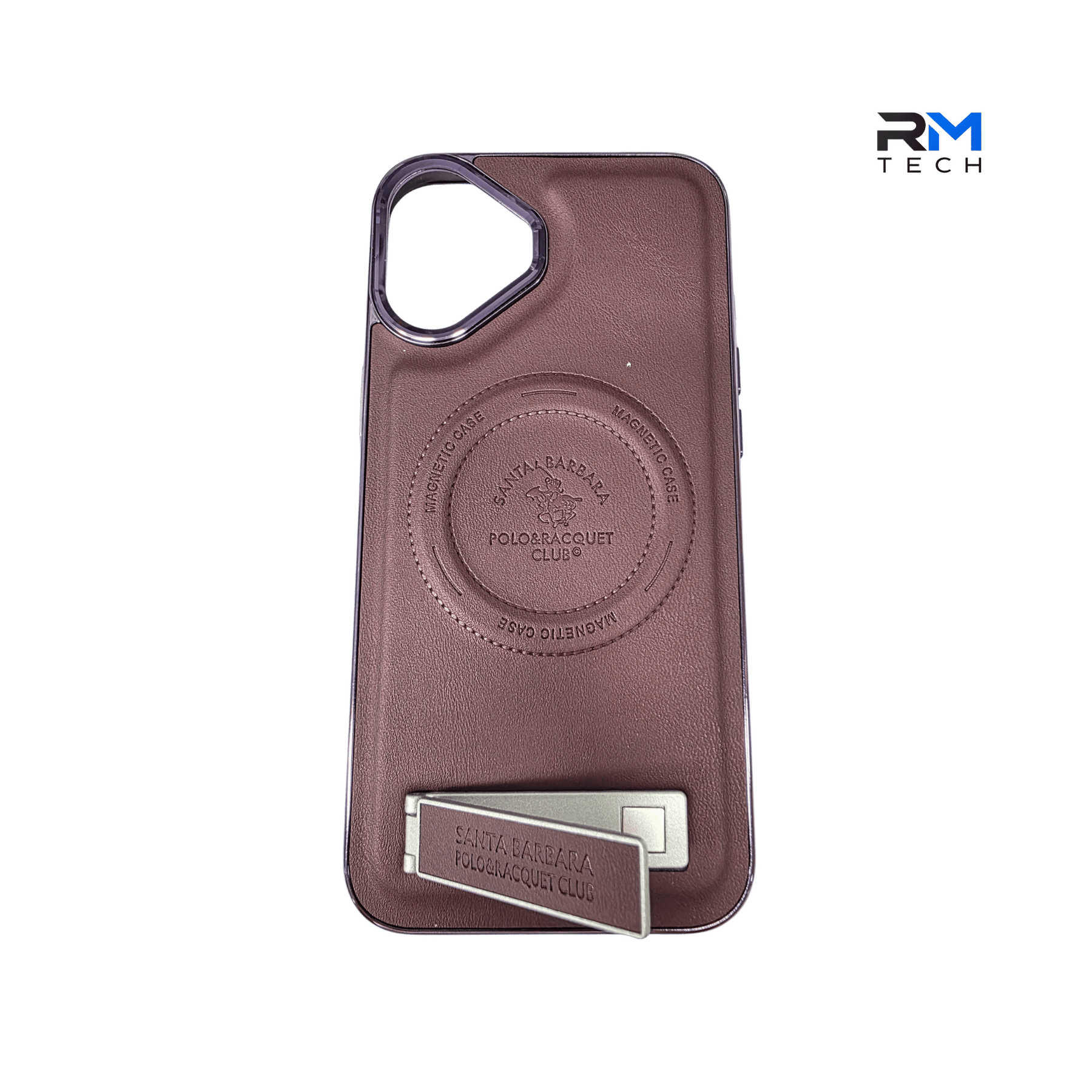 Luxury Leather MagSafe Kickstand Case for iPhone 16 – Brown Magnetic Protective Cover