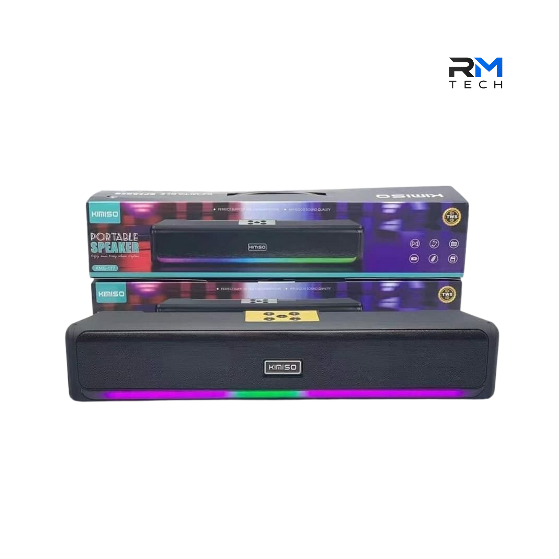 Kimiso KMS-177 Portable Bluetooth Speaker with RGB LED Lights – Black
