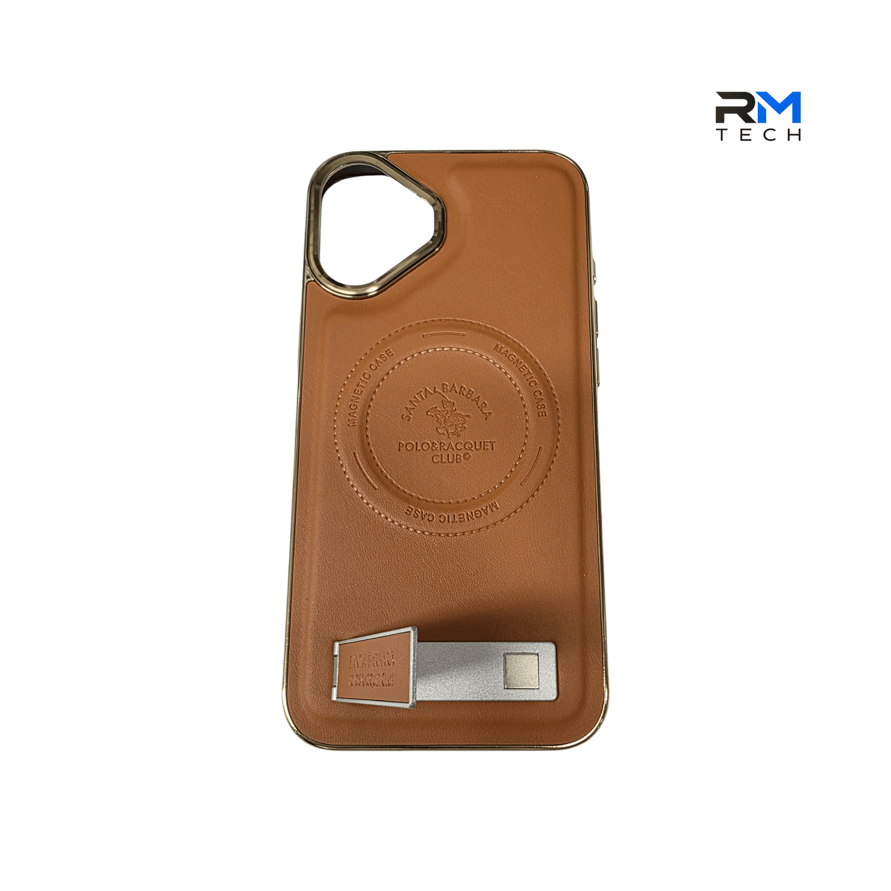 Luxury Leather MagSafe Kickstand Case for iPhone 16 Plus – Premium Magnetic Stand Cover (Brown)