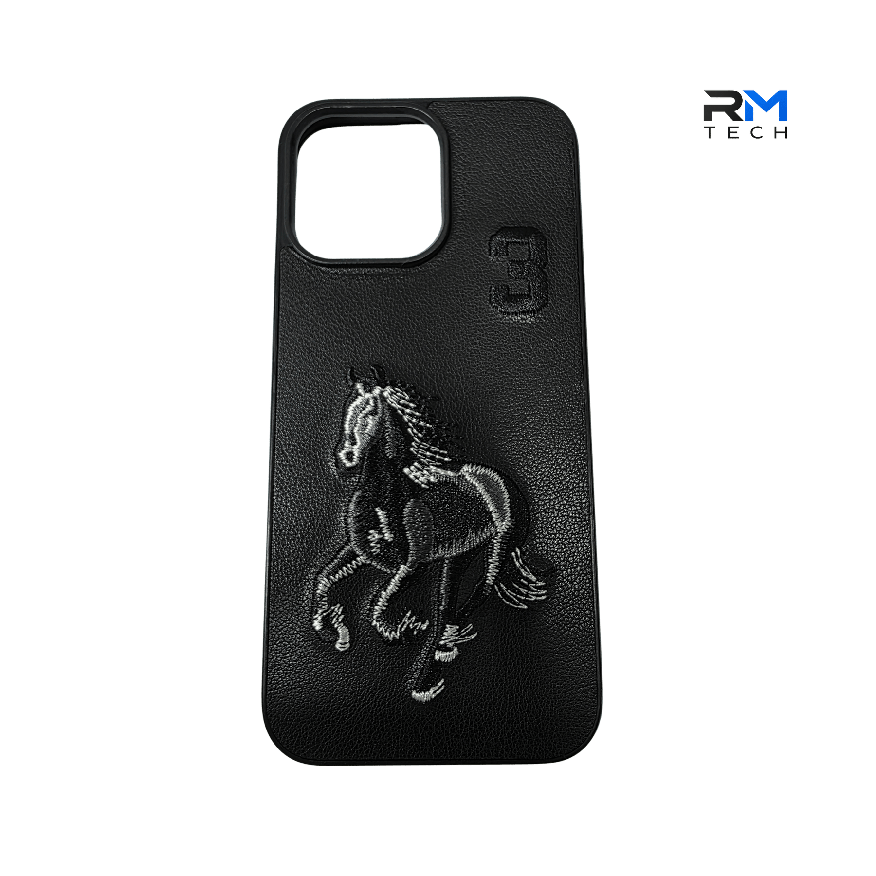 Luxury Embroidered Horse Leather Case for iPhone 16 Pro – Premium Protective Cover