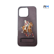Luxury Polo Horse Leather Case with Kickstand for iPhone 16 Pro Max – Premium Shockproof Cover