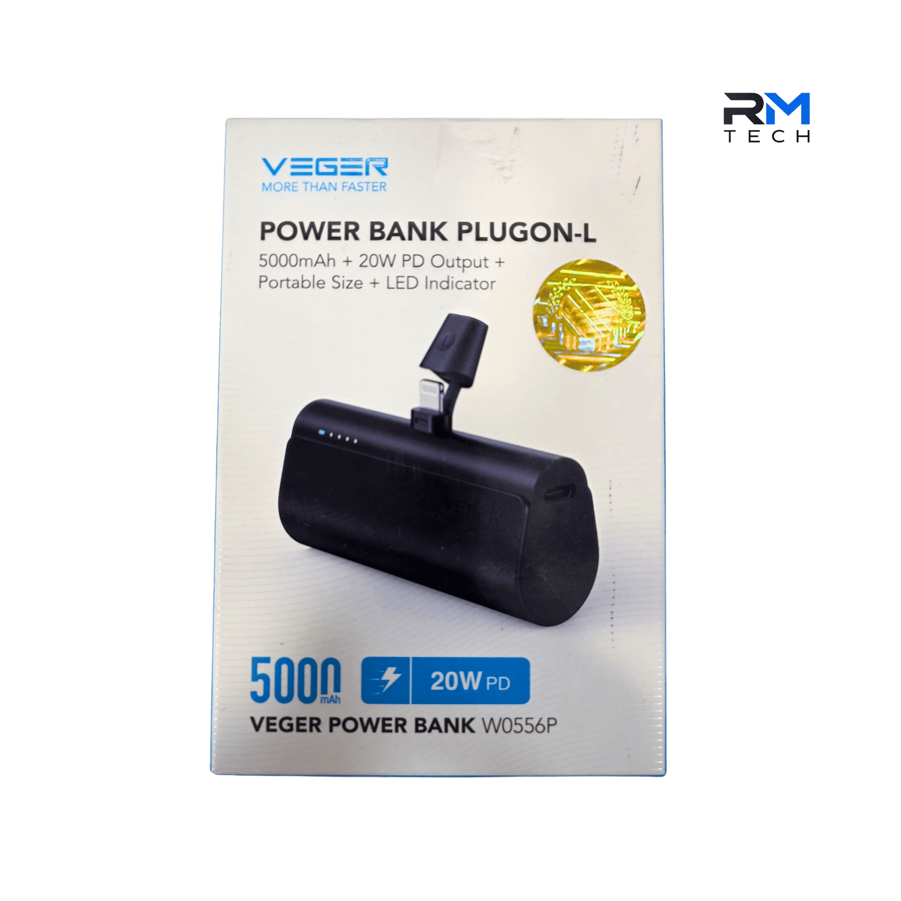 VEGER Power Bank PlugOn-L 5000mAh 20W PD Portable Charger with Built-in Lightning Connector – W0556P