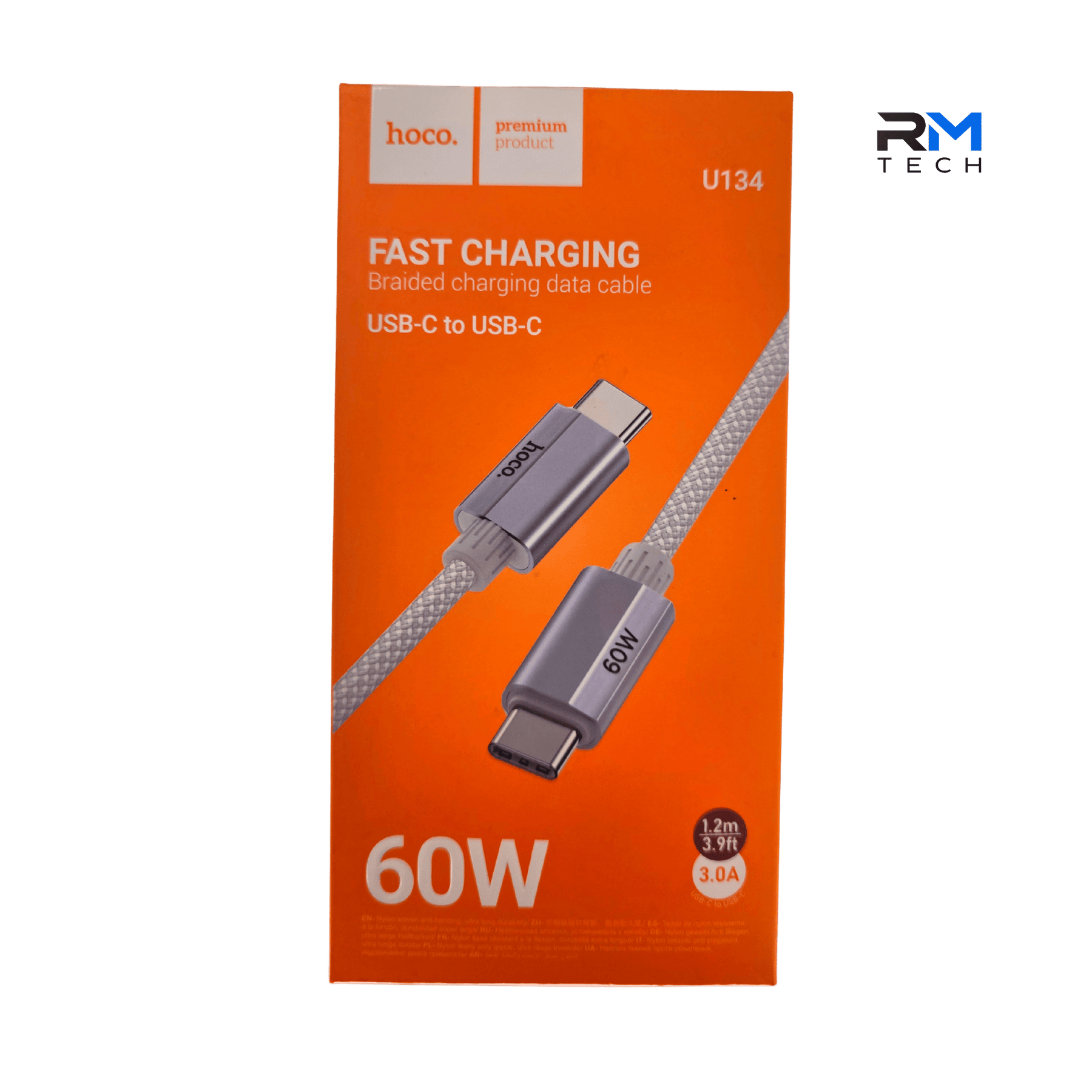 HOCO U134 USB-C to USB-C 60W Fast Charging Braided Cable 1.2M – PD Charging & Data Cable