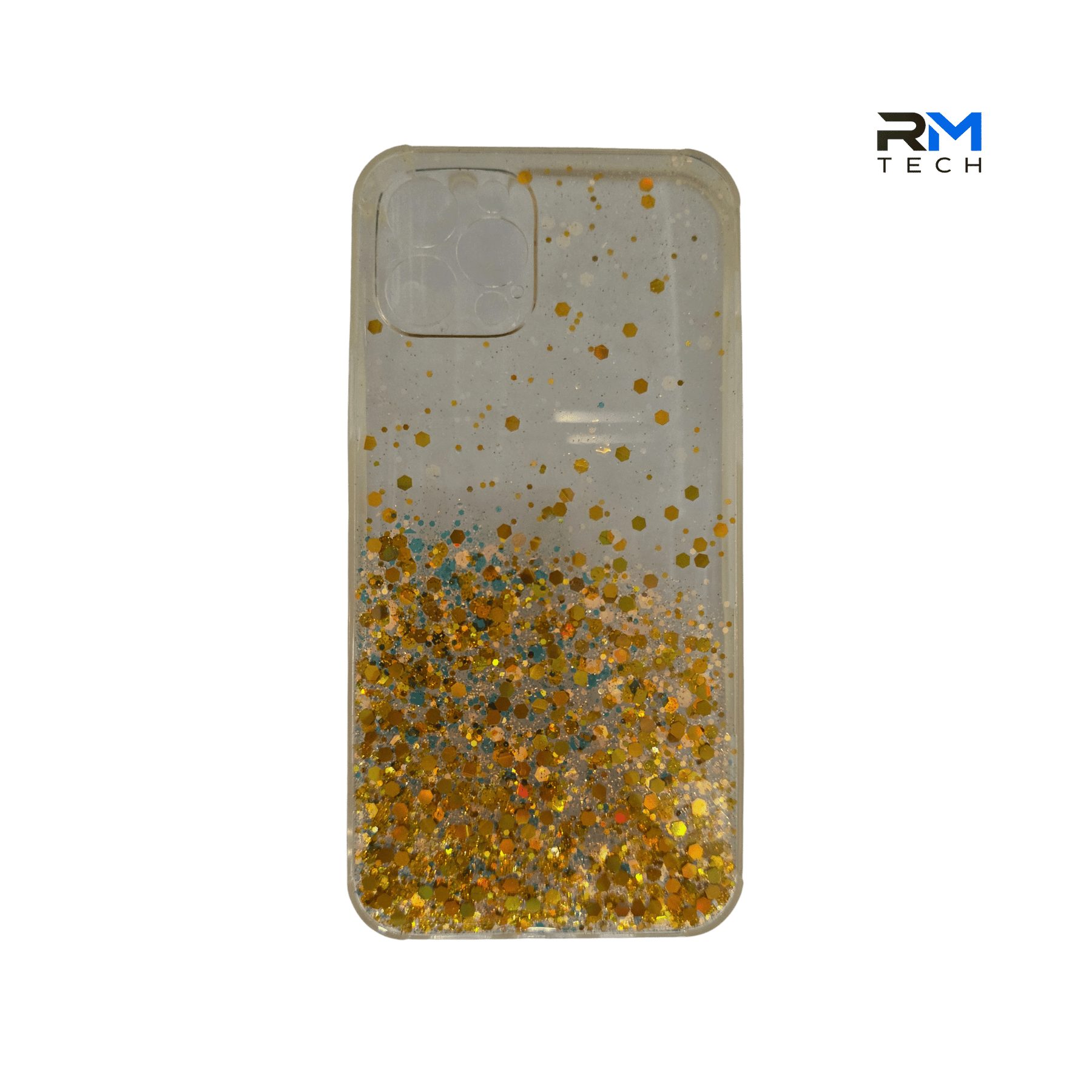 Glitter Clear Case for iPhone 12 Pro – Gold Sparkle Shockproof Transparent Cover