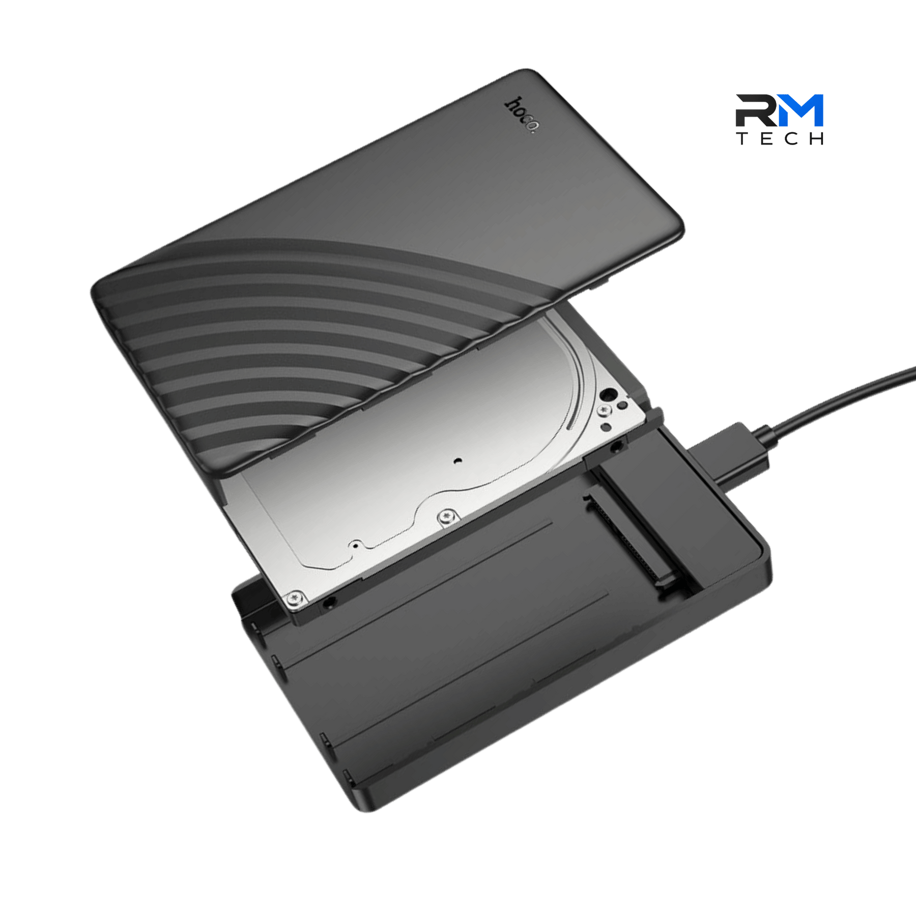 HOCO HB46 2.5" USB 3.0 External Hard Drive Enclosure – SATA to Micro-B, 5Gbps, Up to 6TB – Black