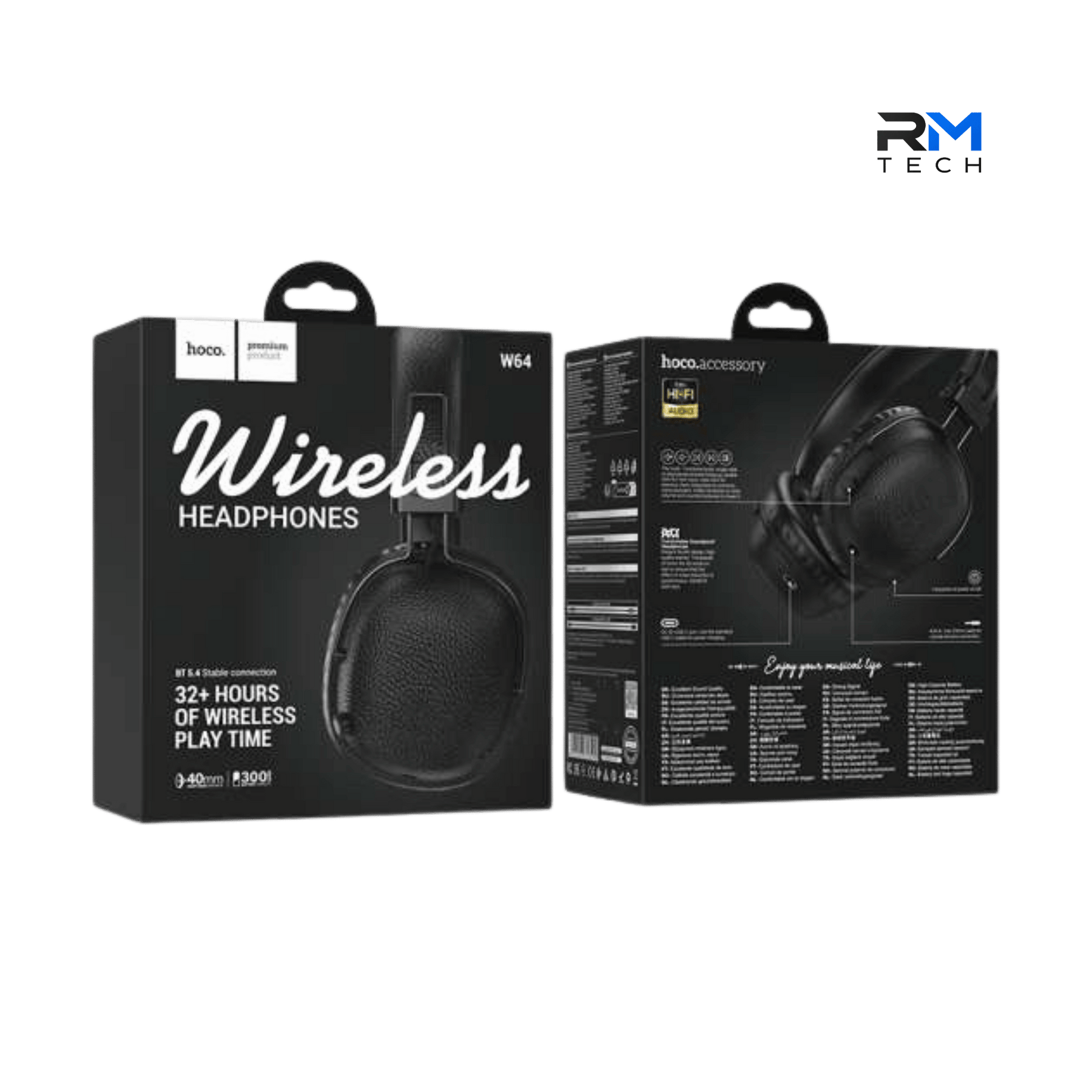 HOCO W64 Earl II Wireless Bluetooth Headphones – Bluetooth 5.4, 40mm Drivers, 32-Hour Battery – Brown