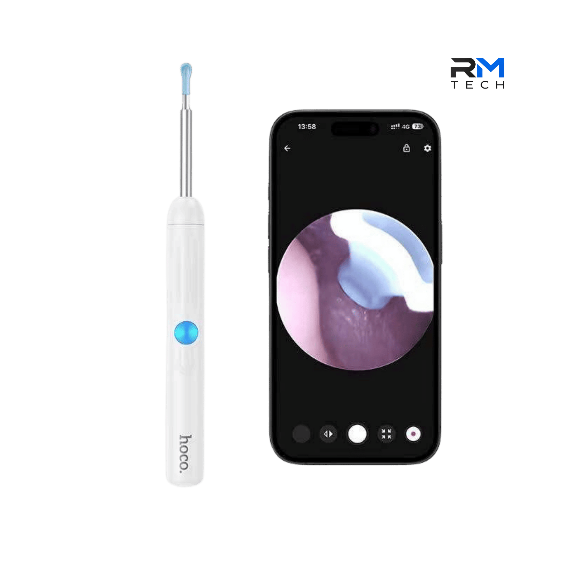 HOCO HP65 Visual Smart Ear Cleaner with HD Camera, Wi-Fi & App – 6 LED Lights – White