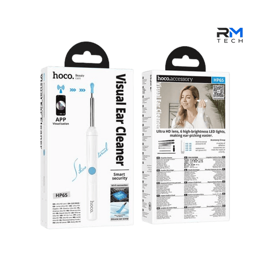 HOCO HP65 Visual Smart Ear Cleaner with HD Camera, Wi-Fi & App – 6 LED Lights – White