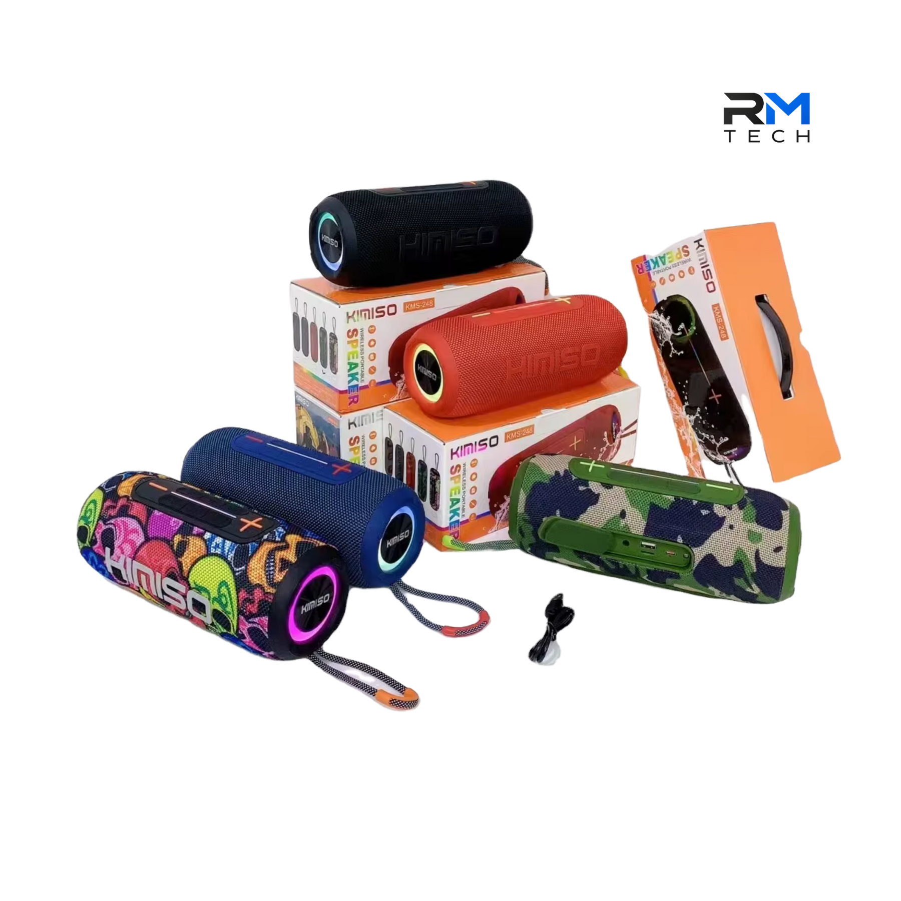 Kimiso KMS-248 Portable Bluetooth Speaker 16W with RGB LED Lights – Black
