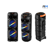 SING-E ZQS8233 Portable Bluetooth Party Speaker – Dual 8" Speakers, Wireless Microphone, RGB LED Lights & Remote