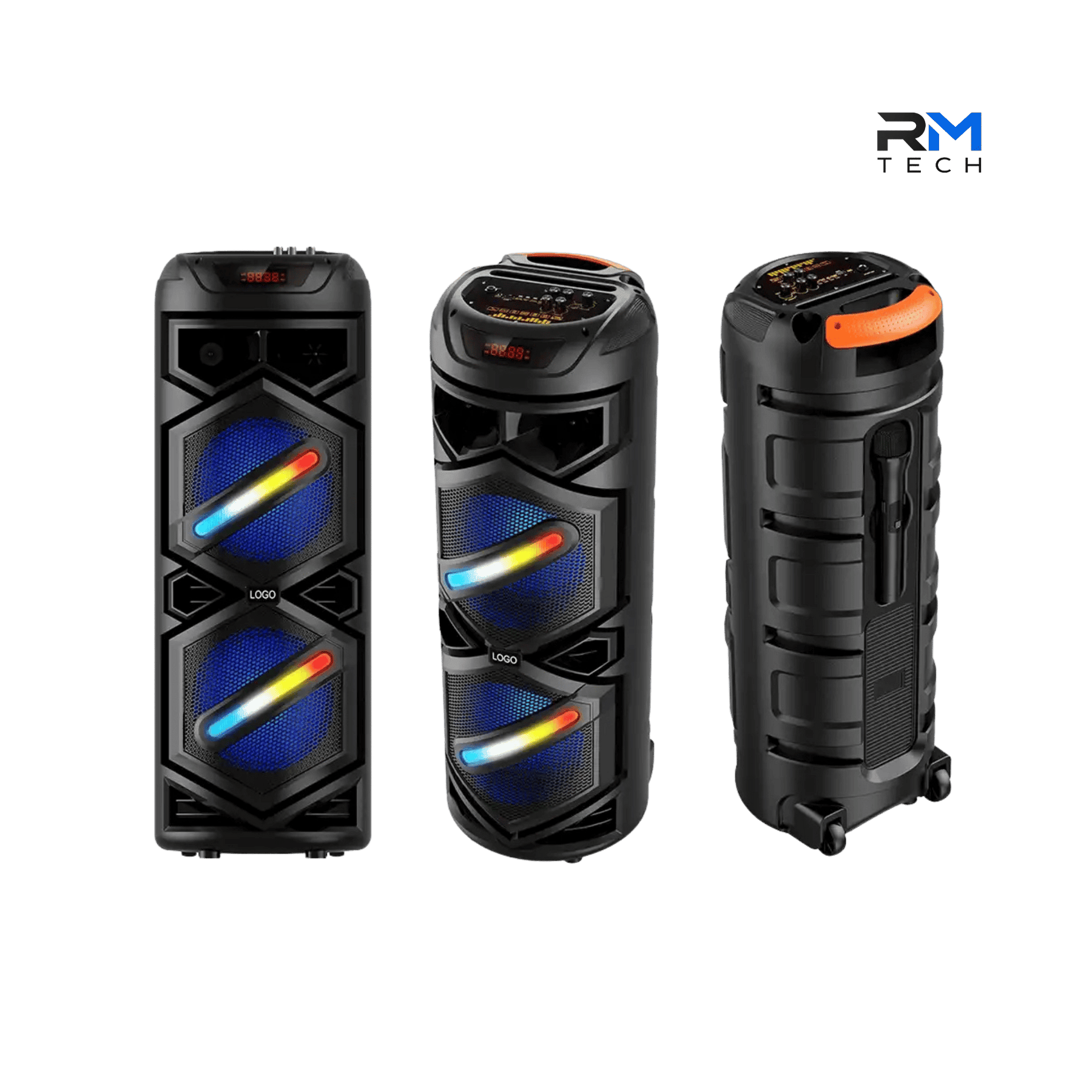SING-E ZQS8233 Portable Bluetooth Party Speaker – Dual 8" Speakers, Wireless Microphone, RGB LED Lights & Remote