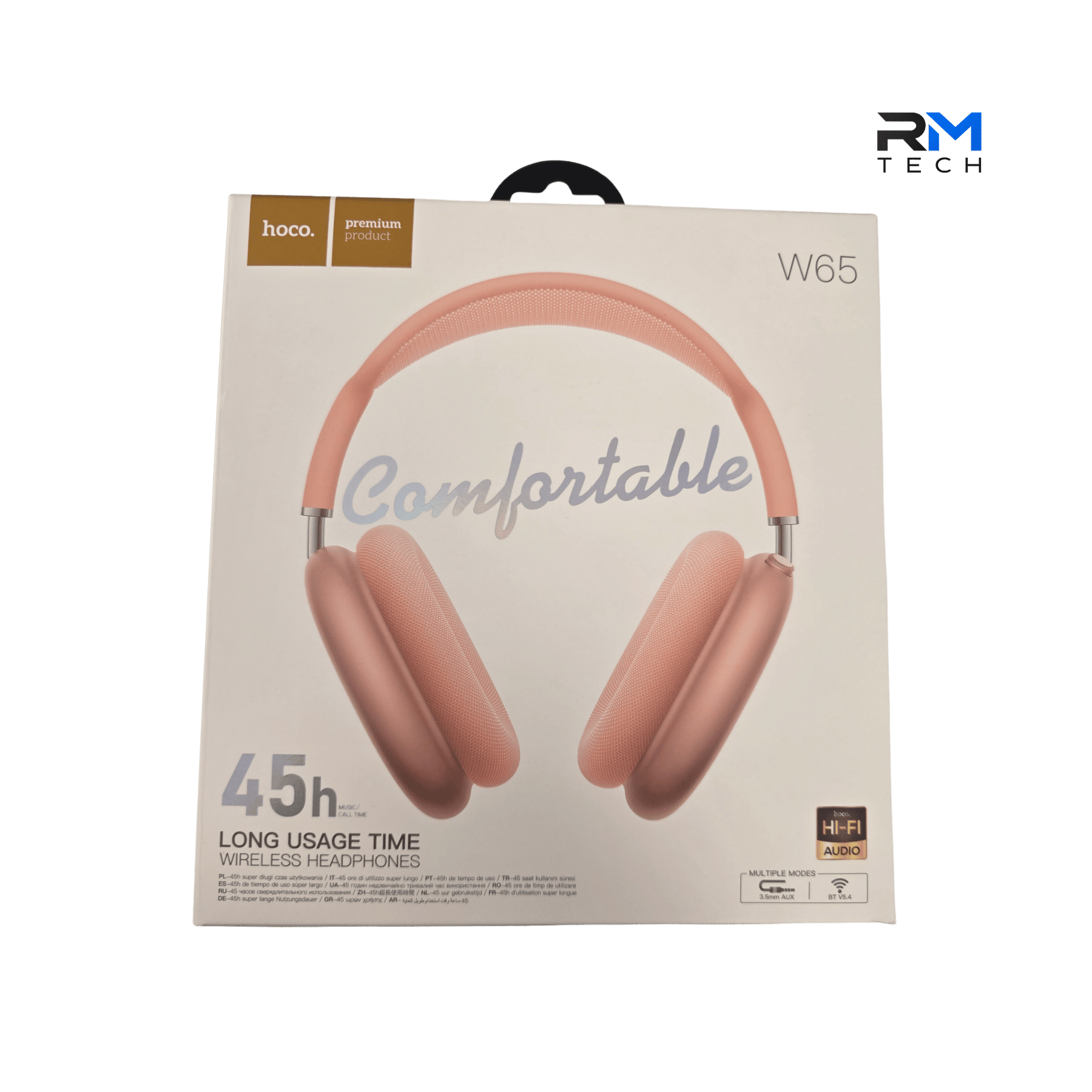 HOCO W65 Wireless Bluetooth Headphones – 45 Hours Playtime | Beige