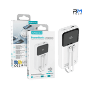 APOKIN 20000mAh Power Bank with Integrated USB-C & Lightning Cables – Model P010