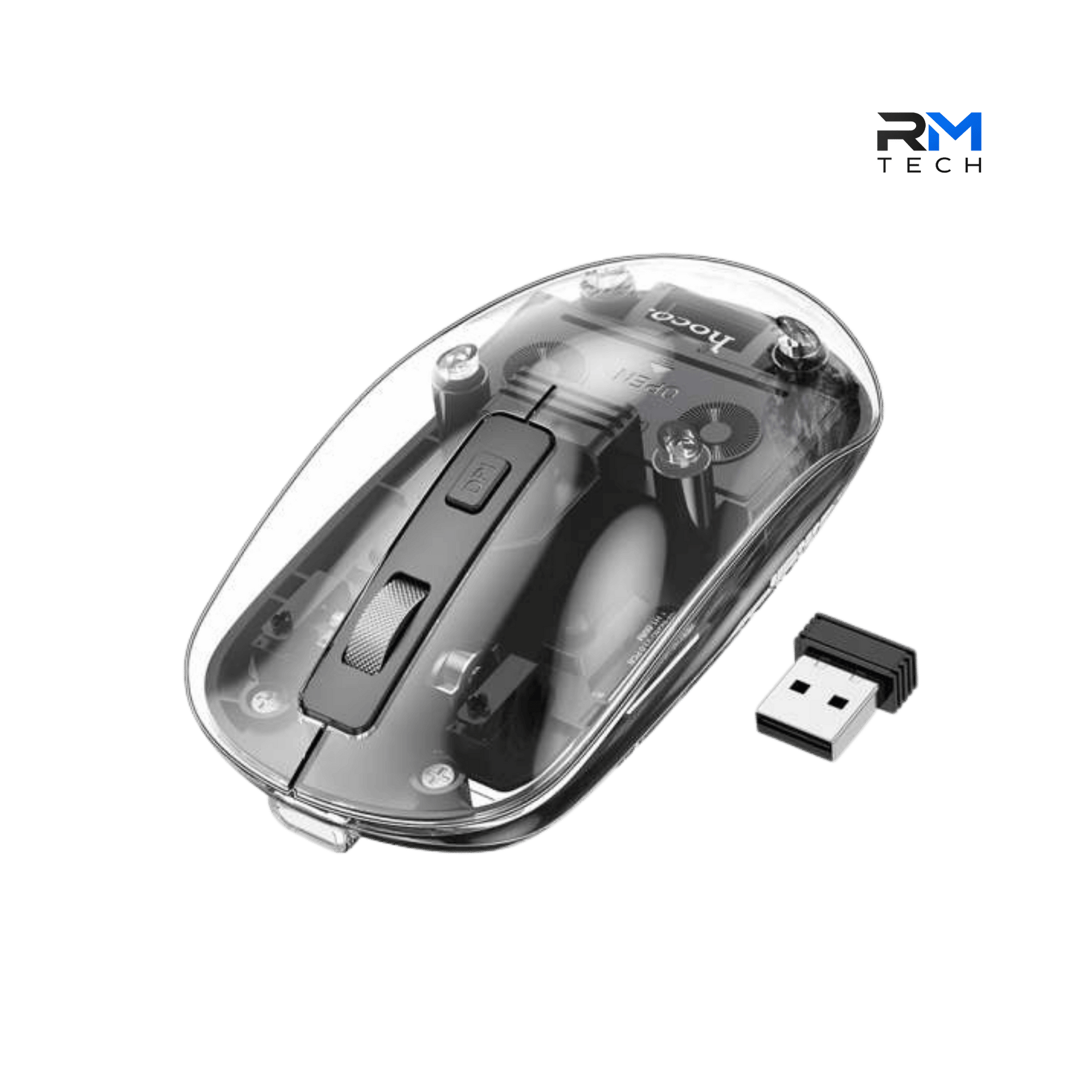 HOCO GM29 Crystal 2.4G + Bluetooth Dual-Mode Wireless Mouse – Transparent Black